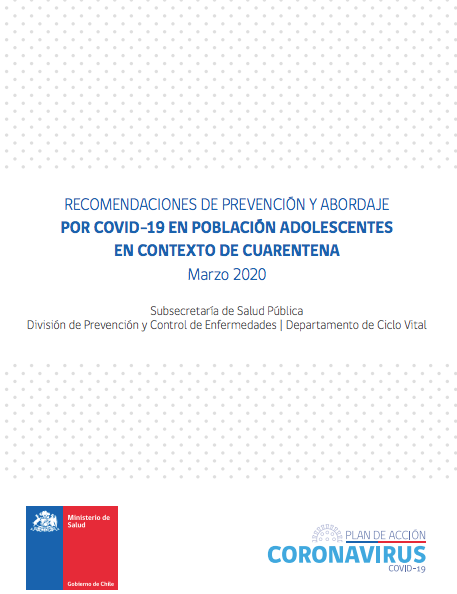 Recomendaciones para población adolescente y joven en contexto de cuarentena