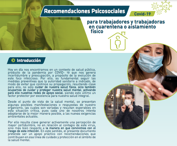 Recomendaciones psicosociales para trabajadores y trabajadoras en cuarentena o aislamiento físico