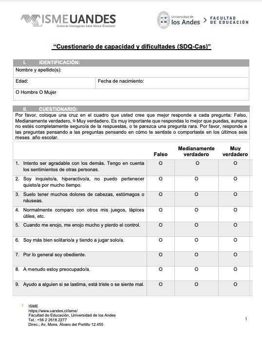 Cuestionario de Cualidades y Dificultades